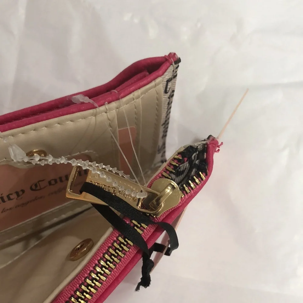 Juicy Couture pink flash breaking the rules bifold wallet with pullout card case